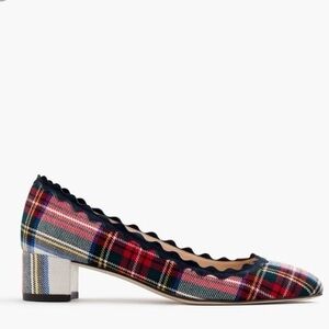 J.Crew Scalloped Tartan Festive Plaid Heels made in Italy size 11